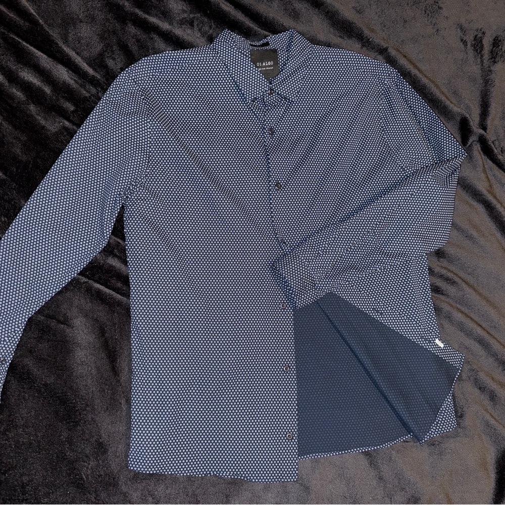 Elegant Slim Fit Navy Patterned Men's Dress Shirt